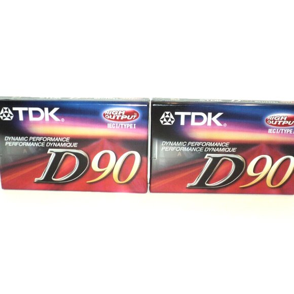 Set of 2 TDK D90 Blank Audio Cassette Tapes Vintage High Output Sealed NOS - Picture 1 of 2